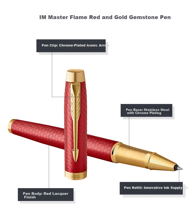 Parker Signature Pen, Business Office Writing Practice Gift, Birthday Present, IM Flame Red Gold Clip Ballpoint Pen, National Day Gift for Men And Women, Baotiao Discount 5