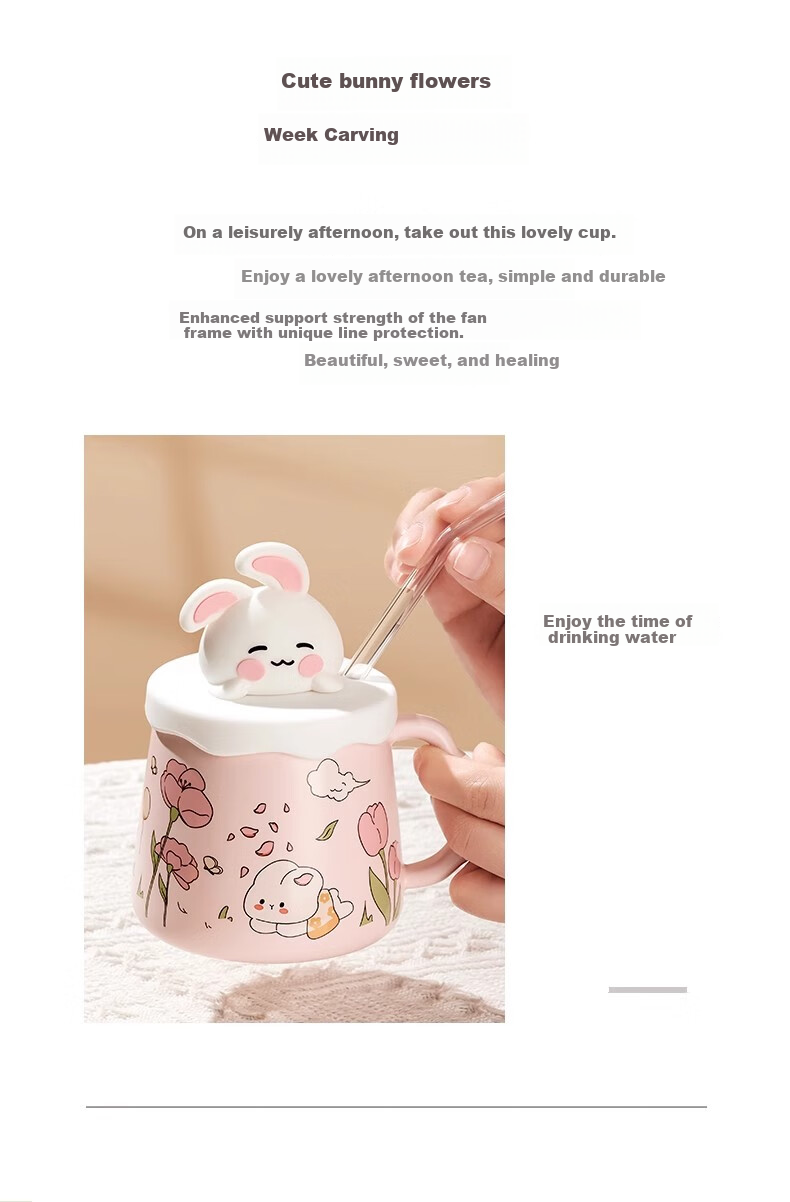 Baqianxing Ceramic Mug with Lid, Stylish Cup, Birthday Gift for Girlfriends, Companionship Gift 3