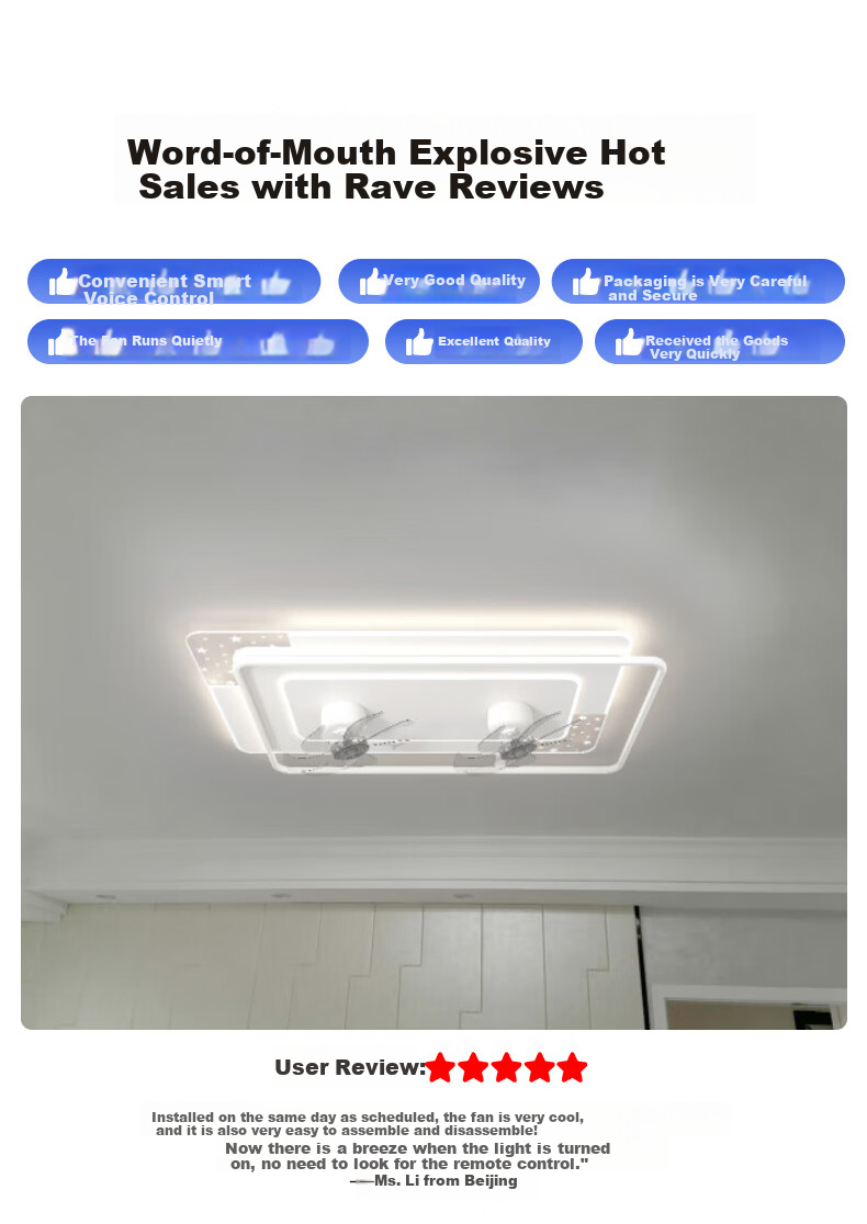 Zhangcheng LED Ceiling Fan Light, Integrated Bedroom And Dining Room Eye-Protecting Zhongshan Lighting Fixture with Installation Included 12