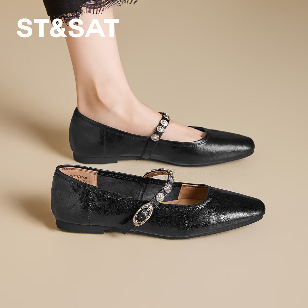 Saturday Sheepskin Mary Jane Shoes Women 2025 New Autumn Winter Retro Soft Sole Comfortable Commuter Flat Shallow Single Shoes