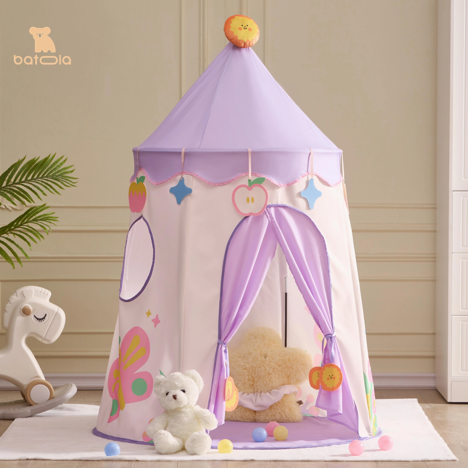 Batola Children's Tent Indoor Mongolian Yurt Playhouse Boys and Girls Small Castle Toy House Butterfly Garden