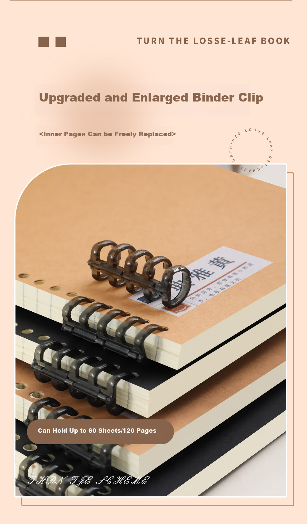 Faramon A5/60 Sheets Comfortable Loose-Leaf Notebook with Detachable Refillable Pages for Students, Spiral-Bound Notebook for Research, Thickened Journal And Error Correction Book A5/Classic Yellow + Polar Night Black 6