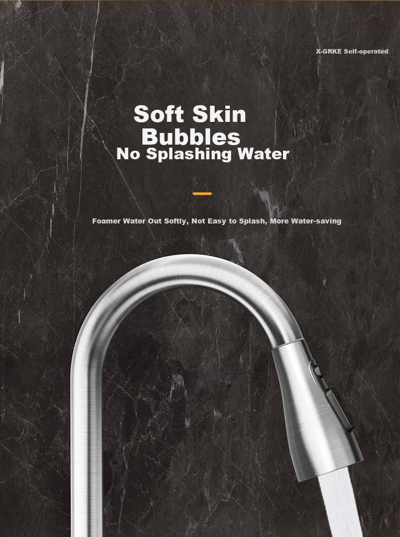X-GRKE [Germany] Kitchen Faucet with Hot And Cold Water, Pull-Out Design, 304 Stainless Steel Sink Tap GY2D 14