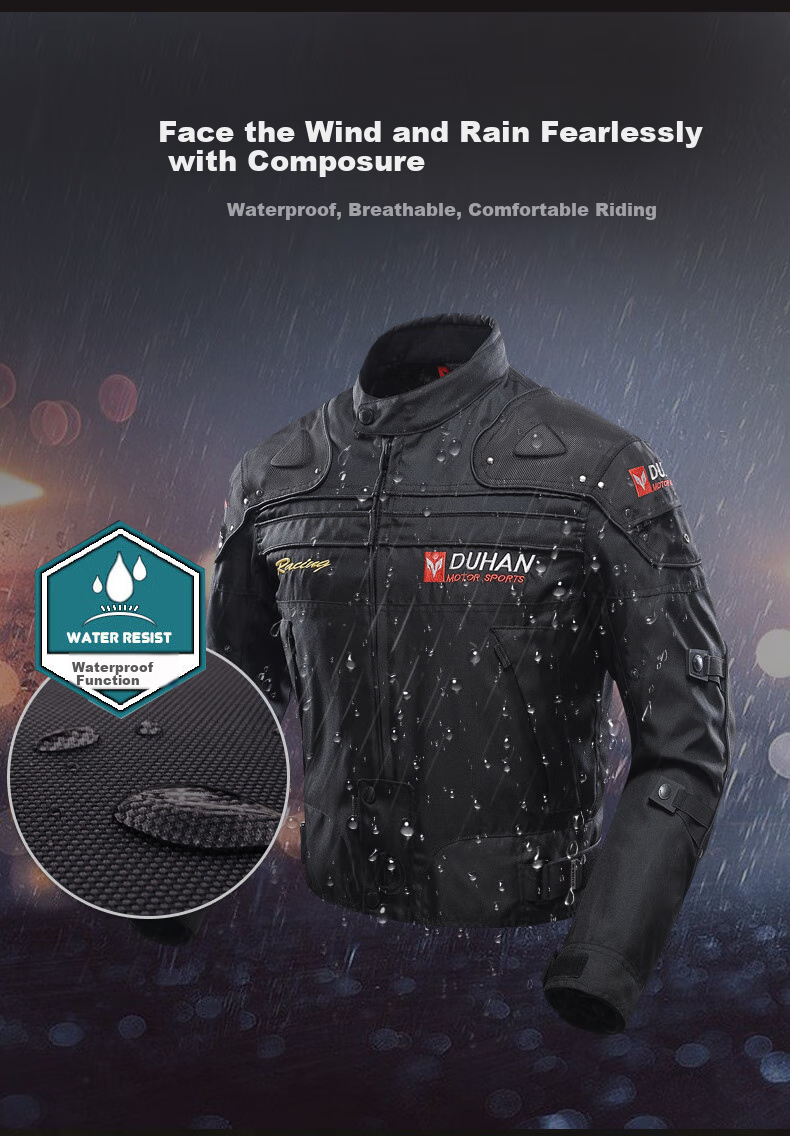 DUHAN Men's Motorcycle Riding Jacket Four-Season Racing Suit Upgraded Protective Gear Motorbike Protective Anti-Fall Detachable Liner Jacket 5