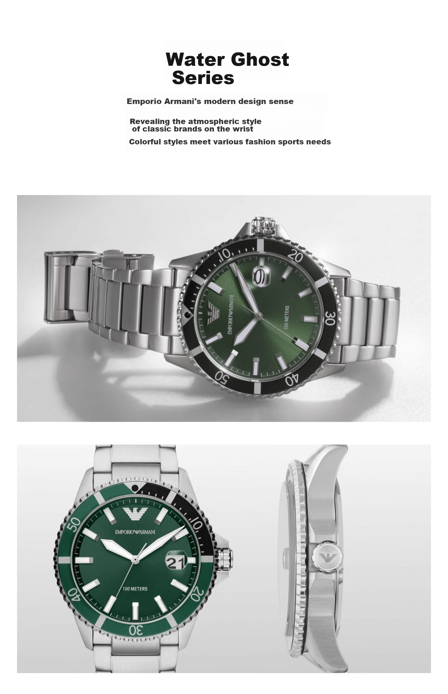 EMPORIO ARMANI Men's Watch, Steel Strap Quartz Water Ghost Business Casual Wristwatch, Birthday Gift for Boyfriend, AR11362 2
