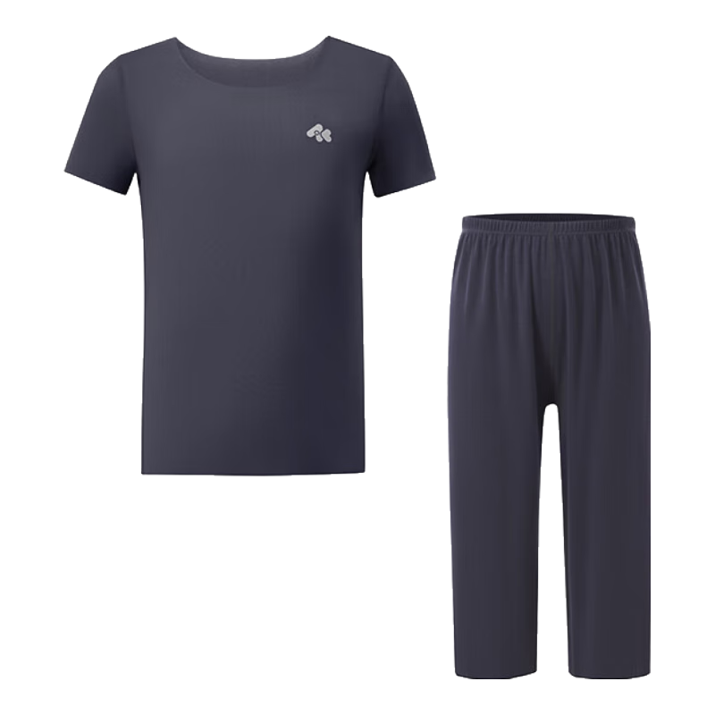 Aimer Kids Sleepwear for Boys And Girls, Parent-Child Moisture-Wicking Antibacterial Pajamas Mesh Loungewear Set, Men's - Quiet Night Gray 170