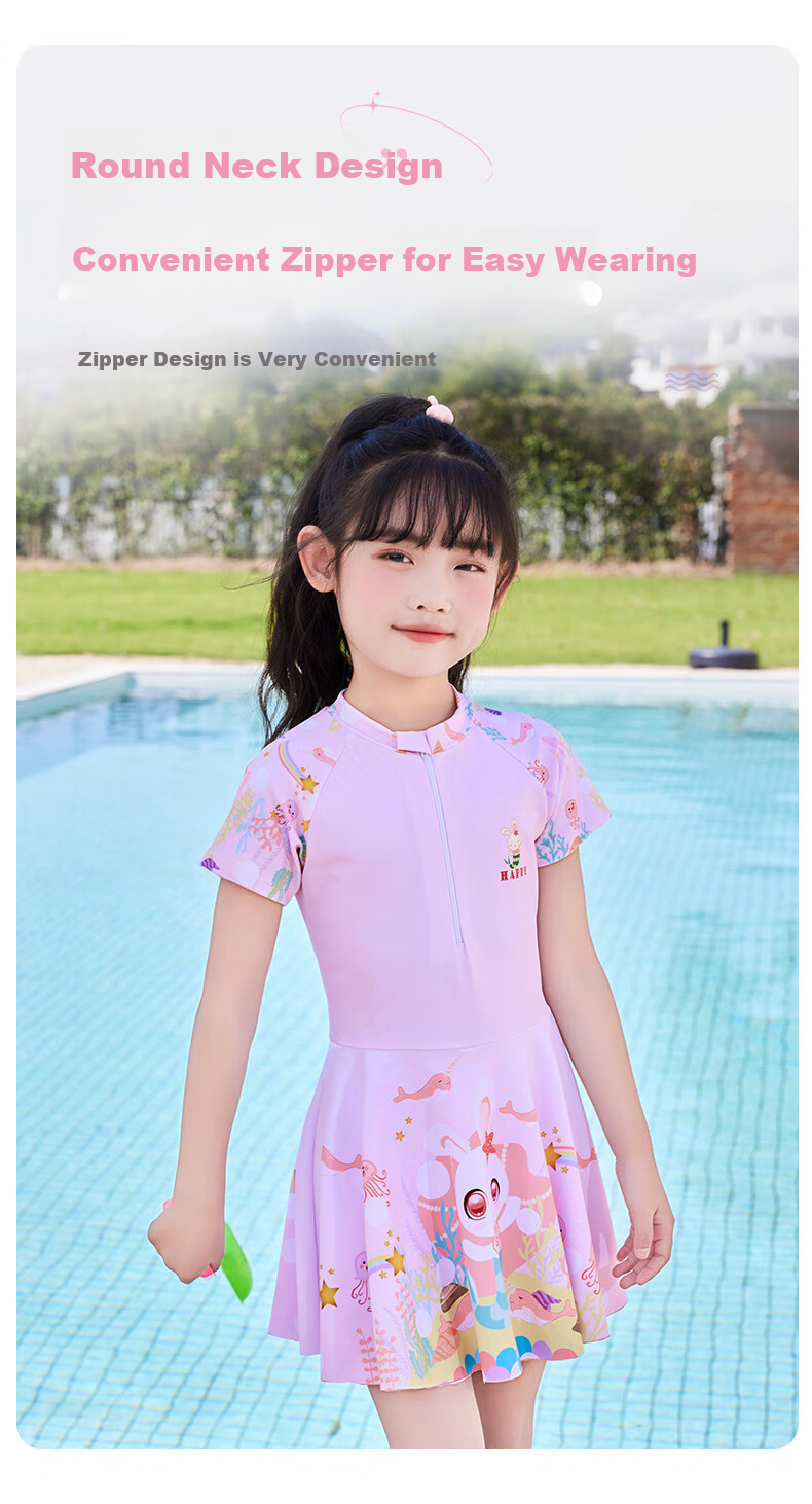MiiOW Girls' Swimsuit Set for Older Children, Quick-Dry One-Piece Swimwear for Swimming, Hot Springs And Training 6