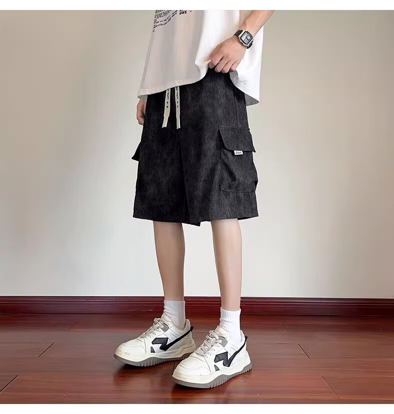 JEEP SPIRIT Men's Summer Workwear Shorts Casual Loose Ice Silk Big Pocket Black XL 13