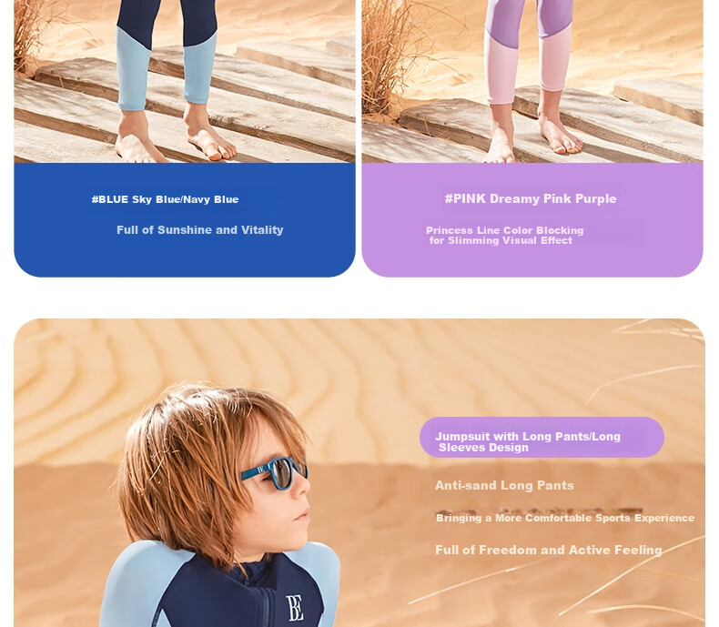BALNEAIRE Children's One-Piece Swimsuit with Long Sleeves And Pants for Sun Protection, Sports, Beach, Outdoor Swimming 260186 5