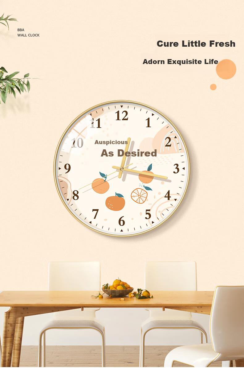 BBA Wall Clock, Auspicious And Fresh Design for Living Room, Creative Wall-Mounted Clock, A235 Rose Gold, 30cm 2