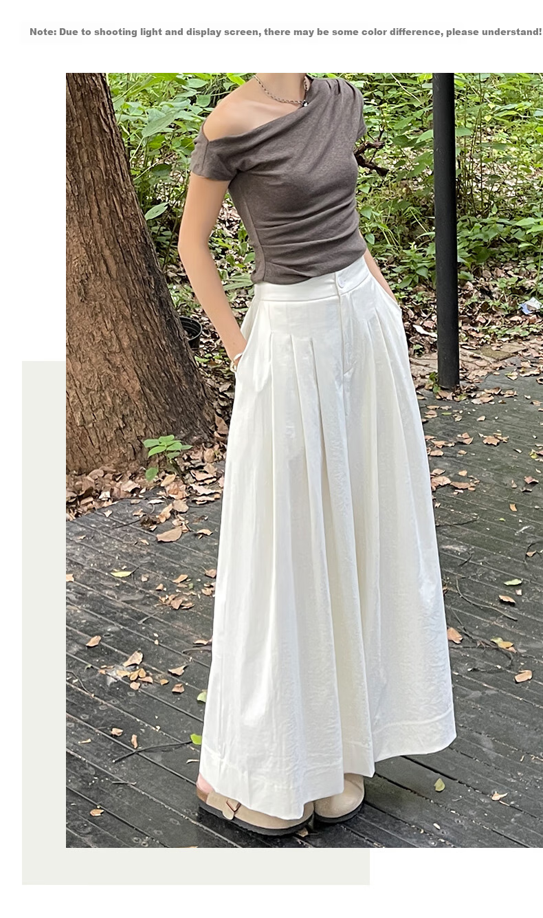 LangSha High-Waisted Casual Skirt Pants, Summer Lightweight Straight-Leg Draping Slimming Wide-Leg Pants, Flowing A-Line Skirt Casual Trousers for Wome 13
