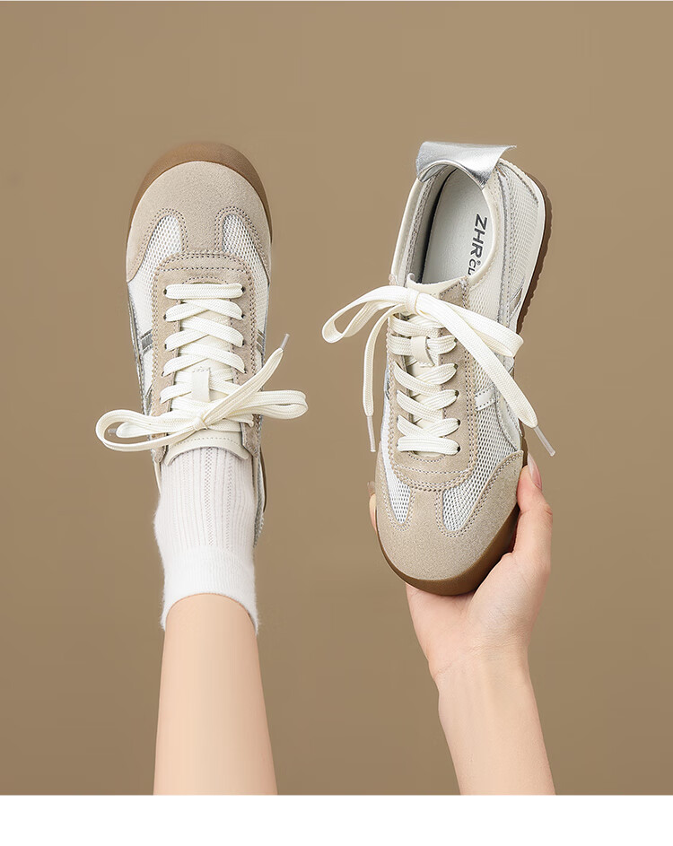 ZHR ZEZEDER Women's Summer Mesh Breathable White Lightweight Flat Sports Shoes BT102PE Silver 38 21