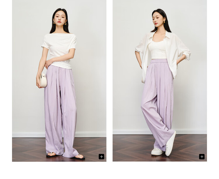 Olrain Women's Loose Wide-Leg Floor-Length Yamamoto Pants Summer High-Waist Slim Casual Pants Blue S 8