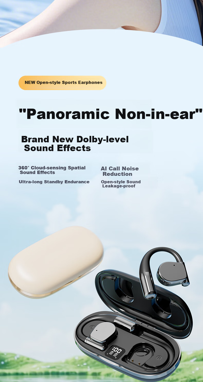 CLAISON Bluetooth Headphones, Ear-Hook Bone Conduction Concept, Non-In Open-Style Wireless Sports Running Cycling Gaming Ear-Clip Headphones, Suitable for Apple Huawei M111 - Off-White 4