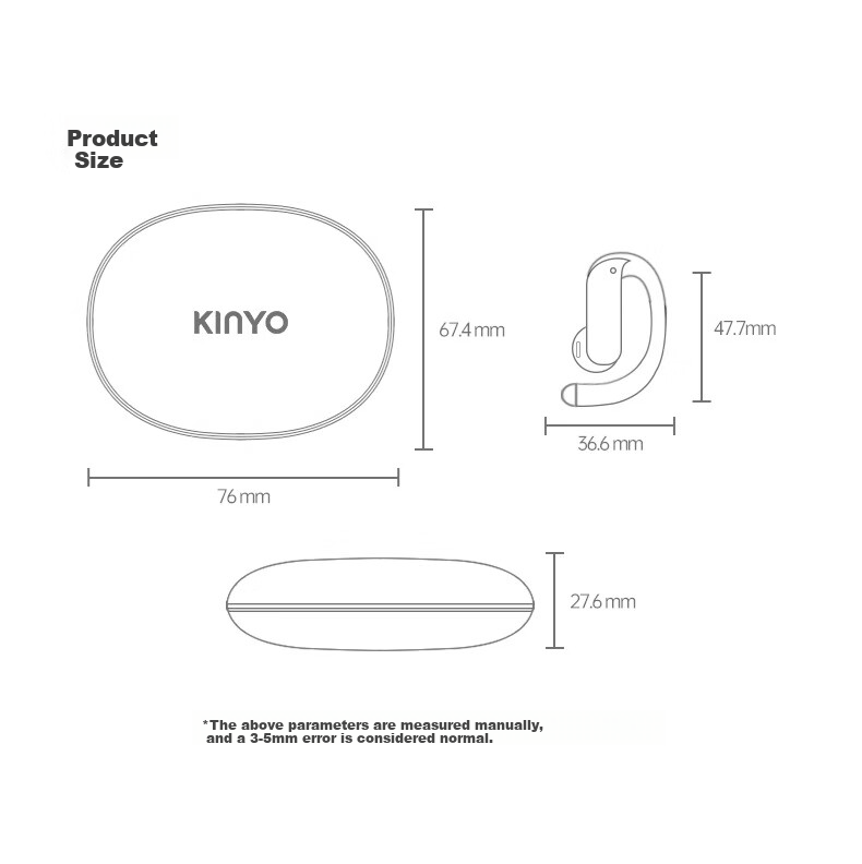 Jinyun (KINYO) [Comfort Selection | Three AI Models] Bluetooth Earphones, Over-Ear Bone Conduction Concept, Open-Style True Wireless, Call Noise Reduction, Suitable for Sports Running, Compatible with Xiaomi And Apple 32