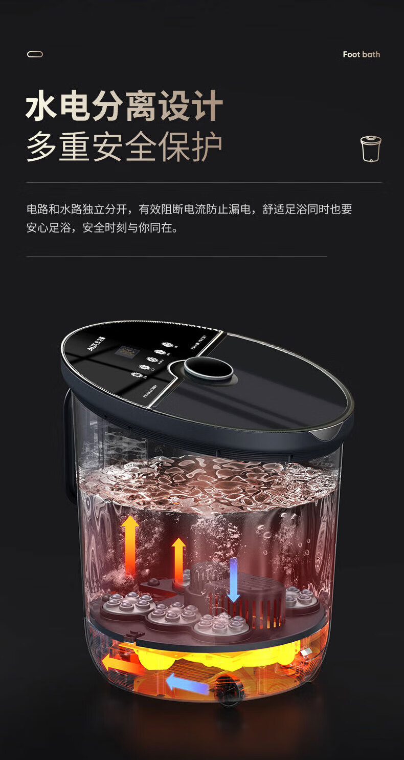 AUX AFB-1822 Foot Bath Bucket Heated Massage Smart Over-Knee Calf Steaming Deep Basin Constant Temperature Electric Foot Soak Basin Gift for Parents and Girlfriend Birthday Holiday 18