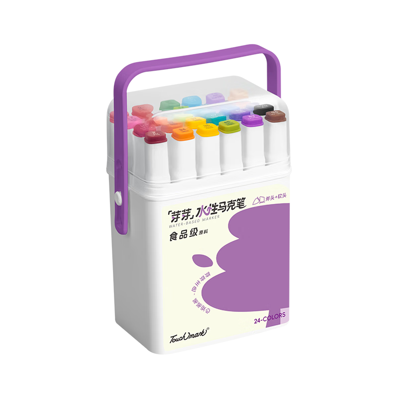 Touch Mark Taichi Food-Grade Soft Tip Water-Based Marker 24 Colors Double-Ended Washable Watercolor Pen Fluorescent Marker Graffiti Art Drawing Kids Birthday Gift