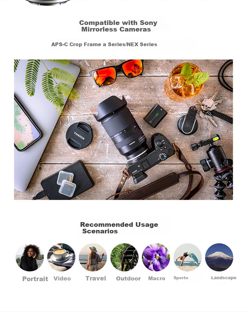 Tamron 18-300mm F/3.5-6.3 Di III-A VC VXD Anti-Shake Telephoto Zoom Mirrorless Lens for Travel (Sony APS-C E-Mount), Filter Kit 4