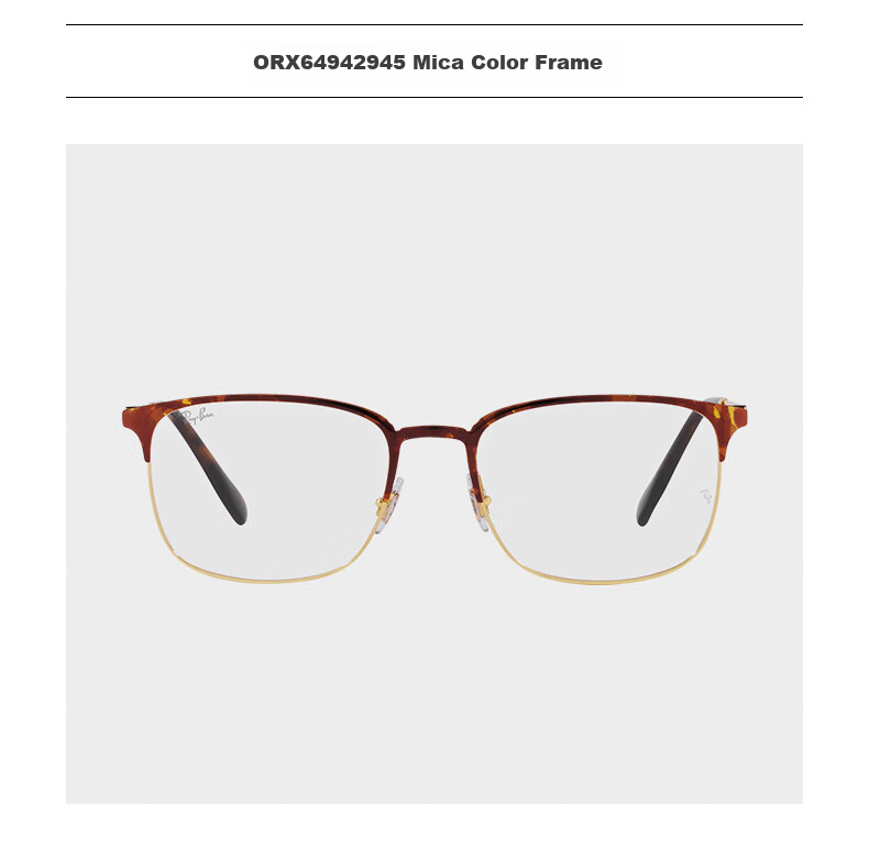 RayBan Optical Frame Metal Square Artistic Myopia Glasses Frame 0RX6494 Black with Silver Frame 56 Gift 10