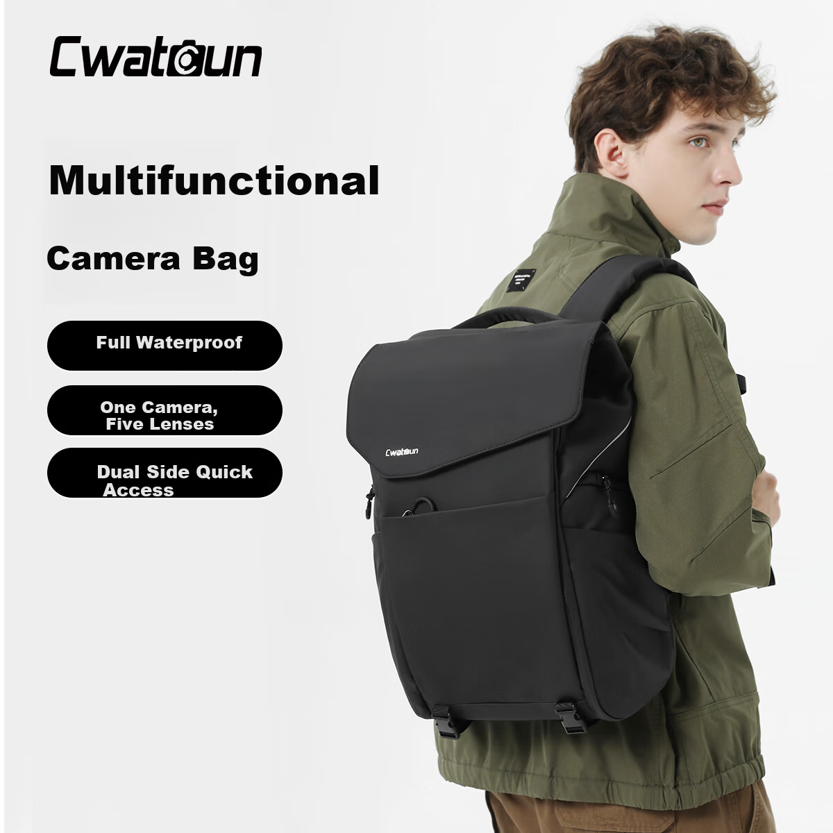 CWATCUN Camera Backpack for Sony, Nikon, Canon, Fuji, Multifunctional Digital Professional Mirrorless And DSLR Photography Bag, Outdoor Large Capacity Portable Multi-Functional Lens Backpack