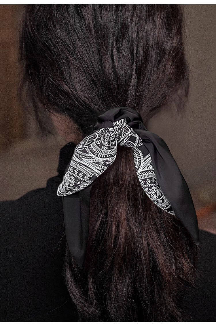 Xiangwan, Floral Butterfly Hair Tie, Vintage Ink Wash Dress Hem Hairband Ponytail Hairband, Hair Accessory, Headpiece, Mid-Autumn Festival Gift 2