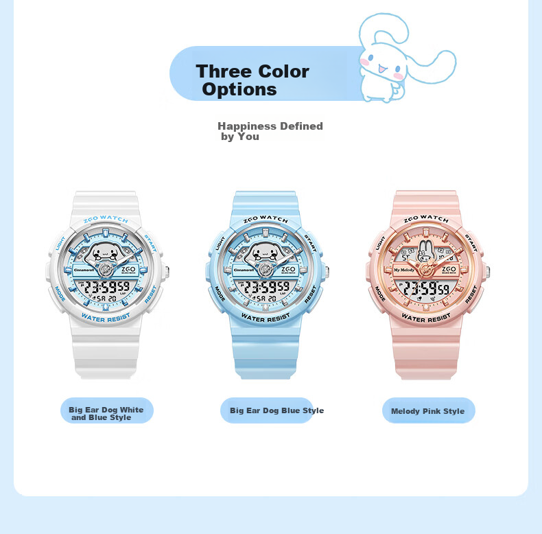 ZGO Sanrio Watch for Women Students, Waterproof Electronic Watch for Middle School Girls, Birthday Gift for Girls, 863 Cinnamoroll 15