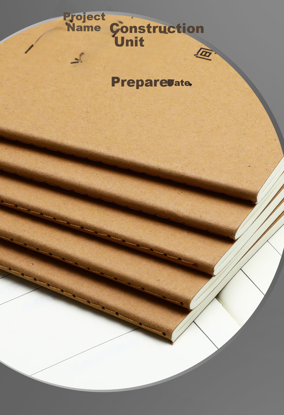 Jiaranheng 5-Pack A4 Large Construction Log Notebook, Building Site Diary, Work Progress Journal, Safety Construction Supervision Log, Engineering Manual, Customizable Notebook 13