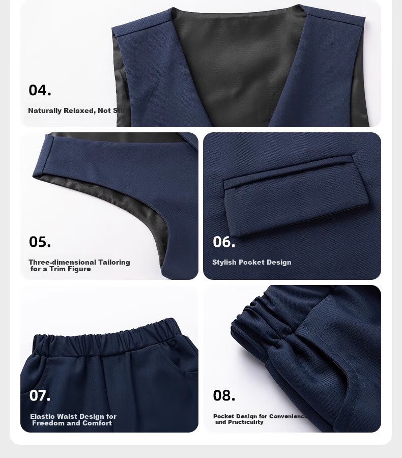 Yinuofang Children's Suit Set, Summer Style, Navy Blue, Flower Boy Suit, Piano Performance Host Flower Boy Formal Wear Suit 7