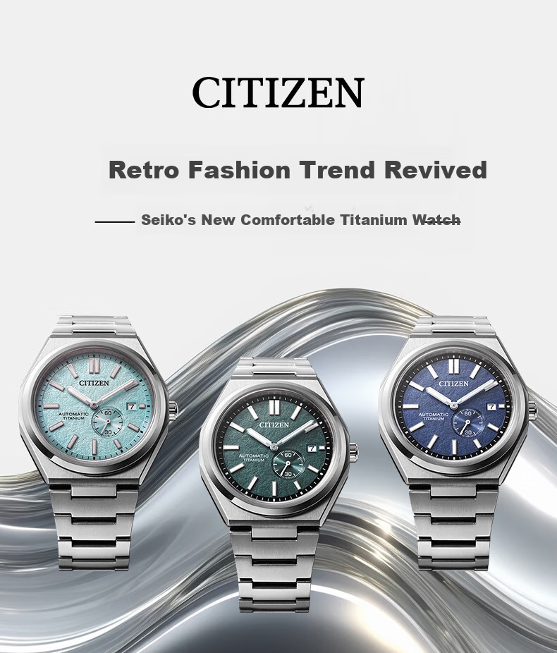 CITIZEN Watch for Men, Japanese-Korean Style, Automatic Mechanical Movement, Date Display Dial, Retro Shibo Titanium, Gift for Boyfriend, NJ0180-80M 1