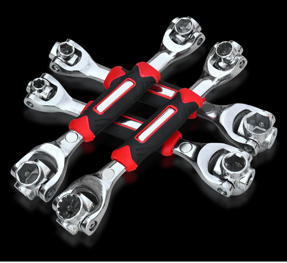 Qilu Anran Universal Wrench Multi-Function Socket Wrench 8-in-1 Socket Wrench with Magnetic Rubber Handle Hexagonal 8-22mm 10