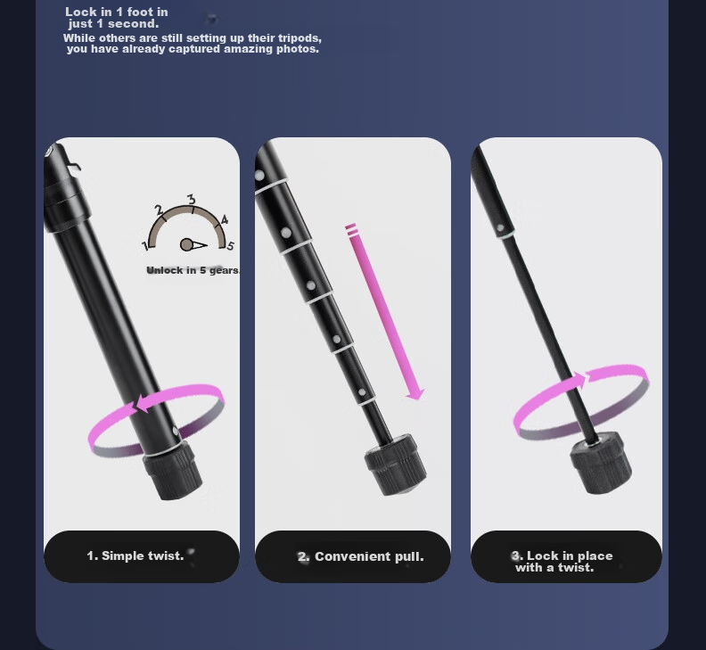 Fotopro FY-830+42QF Compact Detachable Monopod Quick-Expand Concert Camera Tripod Phone Stand 17