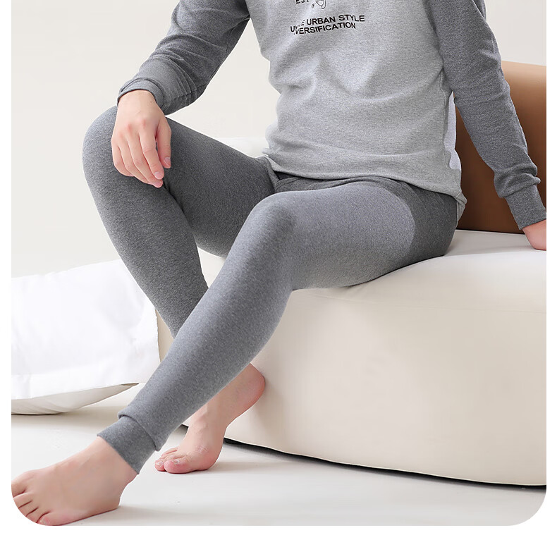 LangSha Youth Thermal Underwear Set for Boys, Ages 12-18, Pure Cotton Autumn Top and Bottom, Large Size for Teens 9