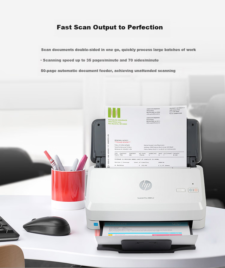 HP SJ2000 s2 Sheet-Fed Scanner, Duplex Scanning, ADF Document Feeder, Upgraded Version of 2000s1 2