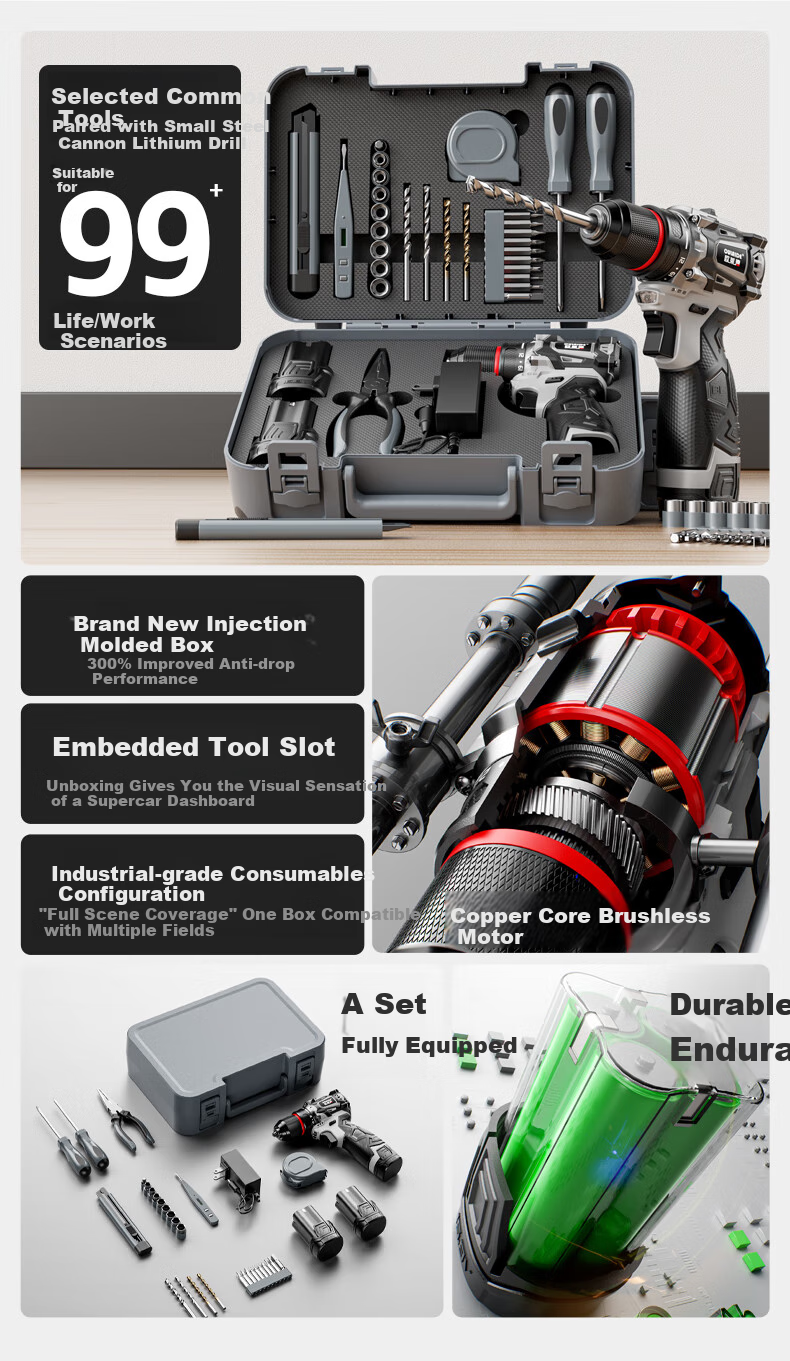 Oread 16.8V Brushless Cordless Drill Multi-Function Electric Screwdriver for Home Use 3