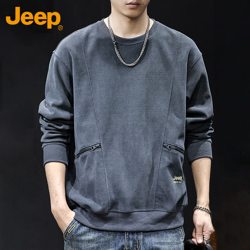 Толстовка JEEP мужская, осенне-зимняя, тяжелая, повседневная, с длинным рукавом, свободная, теплая, серая, 2XL