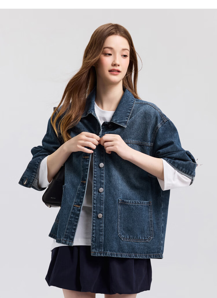 Semir Women's Denim Jacket Short Retro Fashion Boxy Jacket 2026 Spring Commuter 109126108005 55