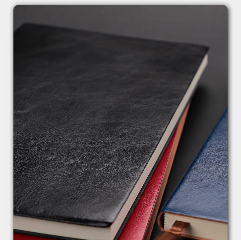 Xuchen Stationery Soft Leather B5 Black Cover Notebook 100 Sheets 200 Pages Memo Book Business Office Meeting Record Book Student Exam Writing Notebook Customizable Logo 3