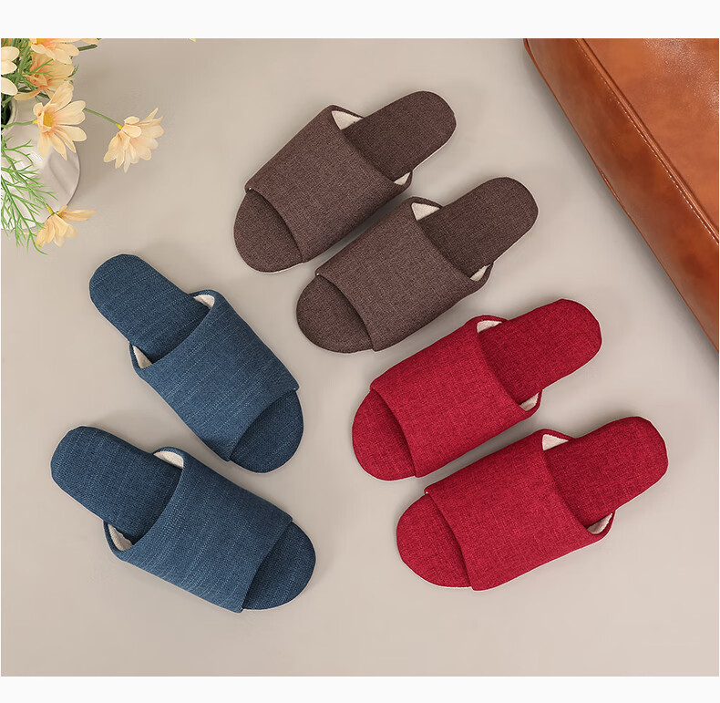 Guoluofi Japanese Style Slippers Spring Autumn Silent Non-Slip Indoor Breathable Four Seasons Slippers Beige Size 38-39 2