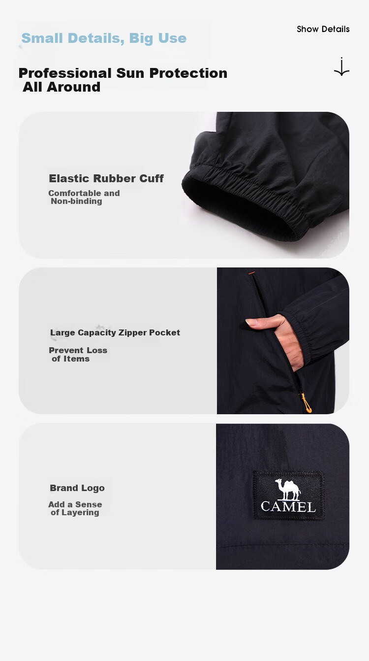CAMEL Outdoor Sunscreen Jacket Unisex Spring Summer UV Protection Lightweight Coat [Wang Junkai Edition] 33