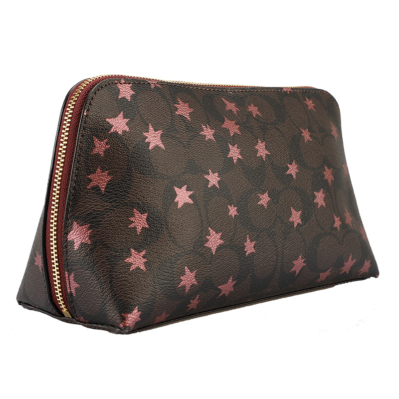 coach 蔻驰 奢侈品 女士深咖星辰款pvc化妆包 f37552 imbmc