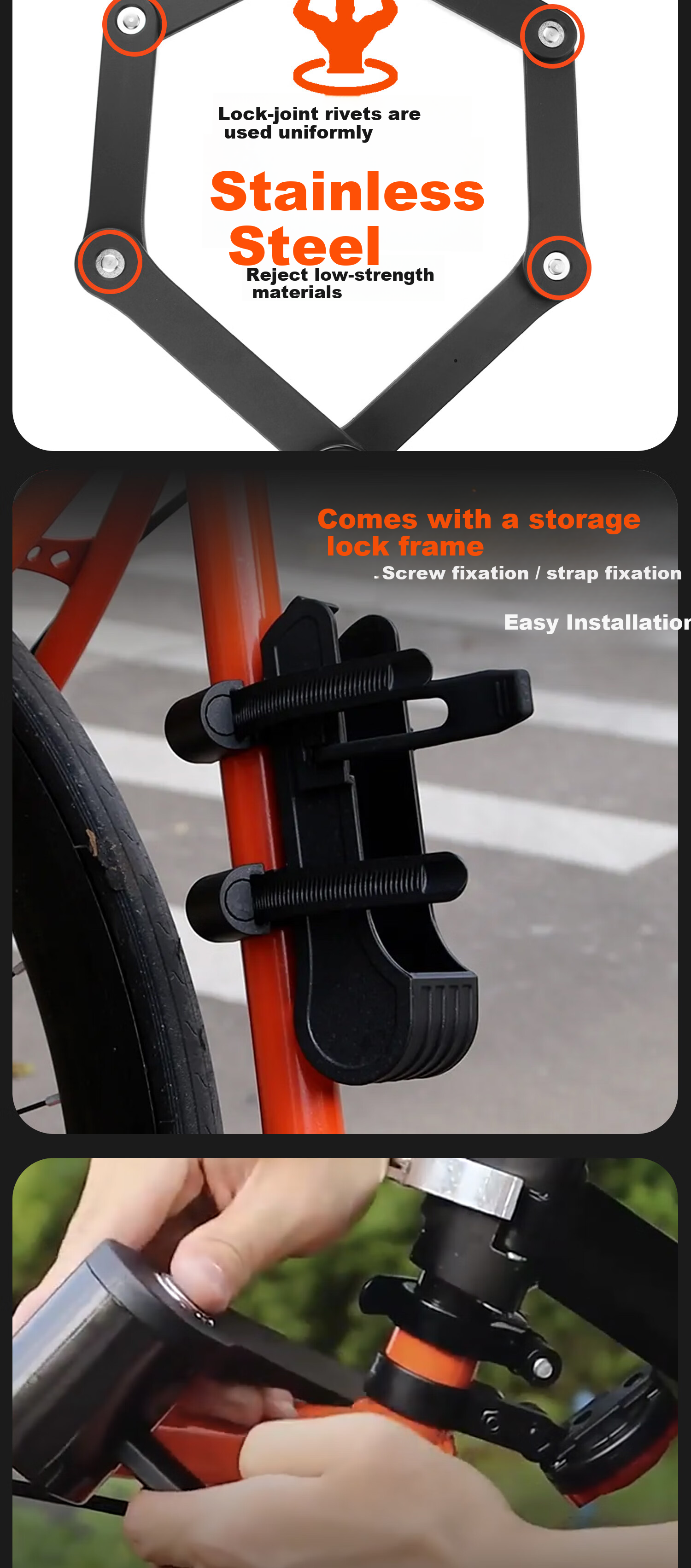 KOVIX KFQ Bicycle Folding Lock, Anti-Theft Lock, Smart Alarm Folding Lock for Mountain Bikes, Road Bikes, Electric Bikes And Motorcycles 2