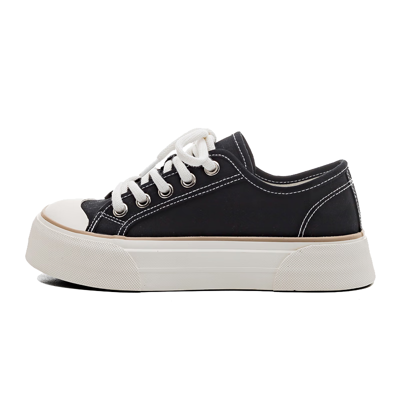 Huili Women's Casual Versatile Canvas Shoes, Breathable Mango-Style Sneakers WXYF846BR Black 37