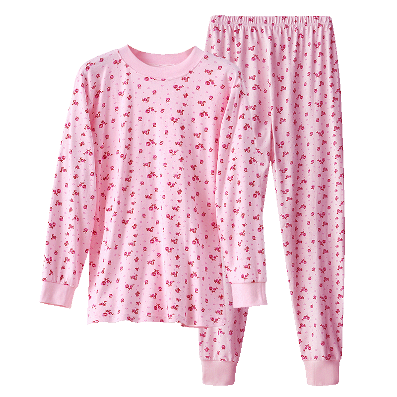 Bejirog Elderly Pure Cotton Autumn Underwear Set for Women, Plus Size Base Layer Thermal Underwear, Mom's Inner Wear, Apricot Blossom Mid-Neck, 3XL
