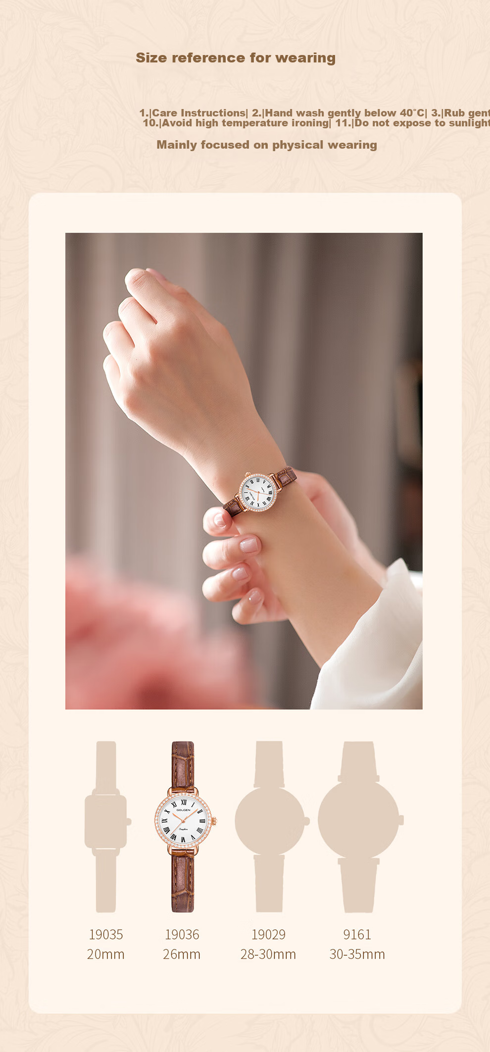 GOLGEN Women's Watch, Little Swan Series, Ladies Leather Strap Vintage Quartz Watch, Birthday Gift for Girlfriend, 19036 14
