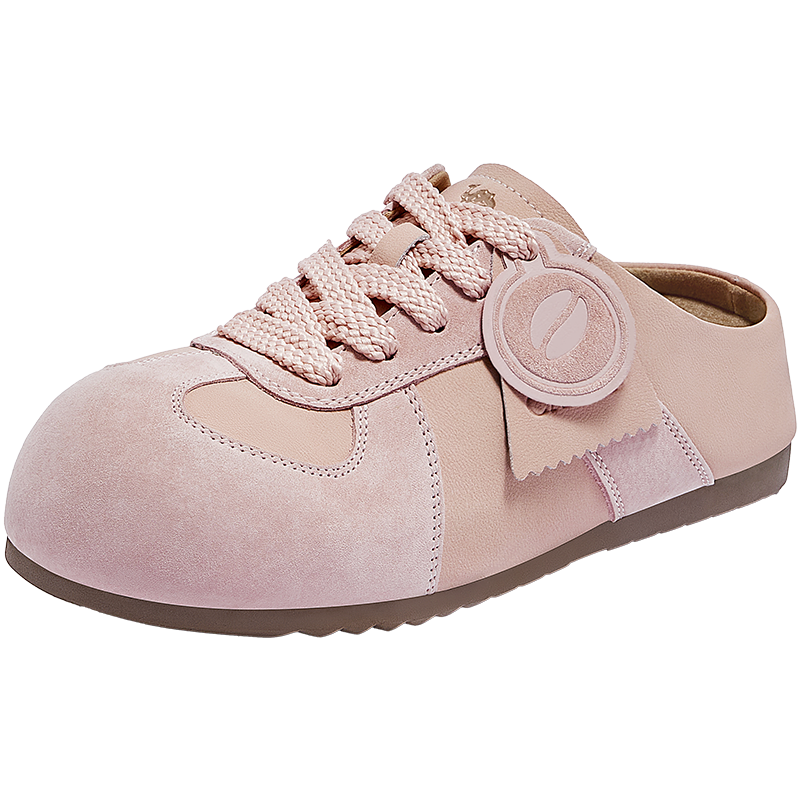 CAMEL Women's Birkenstock Style Relaxed Comfortable Wide Toe Flat Casual Shoes L25A700105 Pink (Half Slip-on) Size 37