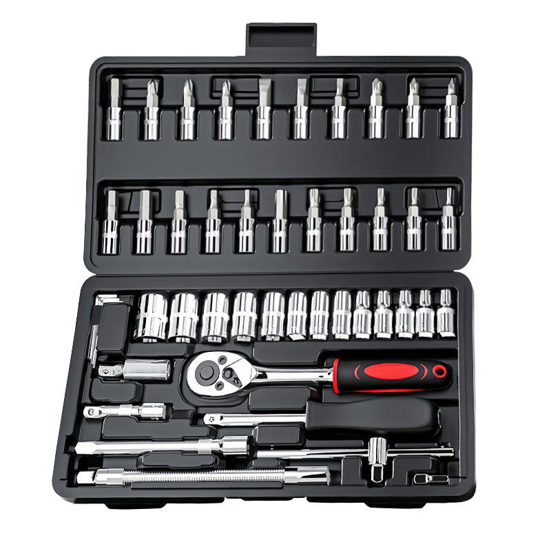 No.1 Factory 47-Piece Socket Wrench Auto Repair Tool Kit Ratchet Motorcycle Road Full Set Quick Torque Screws