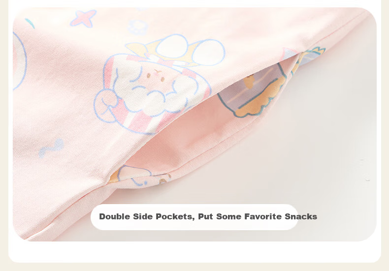 Fenteng Kids Pajamas Girls 100% Cotton Summer Round Neck Loose Cartoon Short Sleeve Shorts Homewear 8