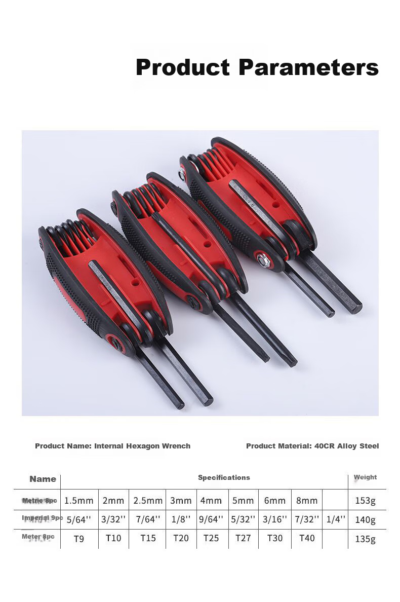Lekali Folding Hex Key Wrench Set Metric and Imperial Hexagon Screwdriver Repair Tool 8