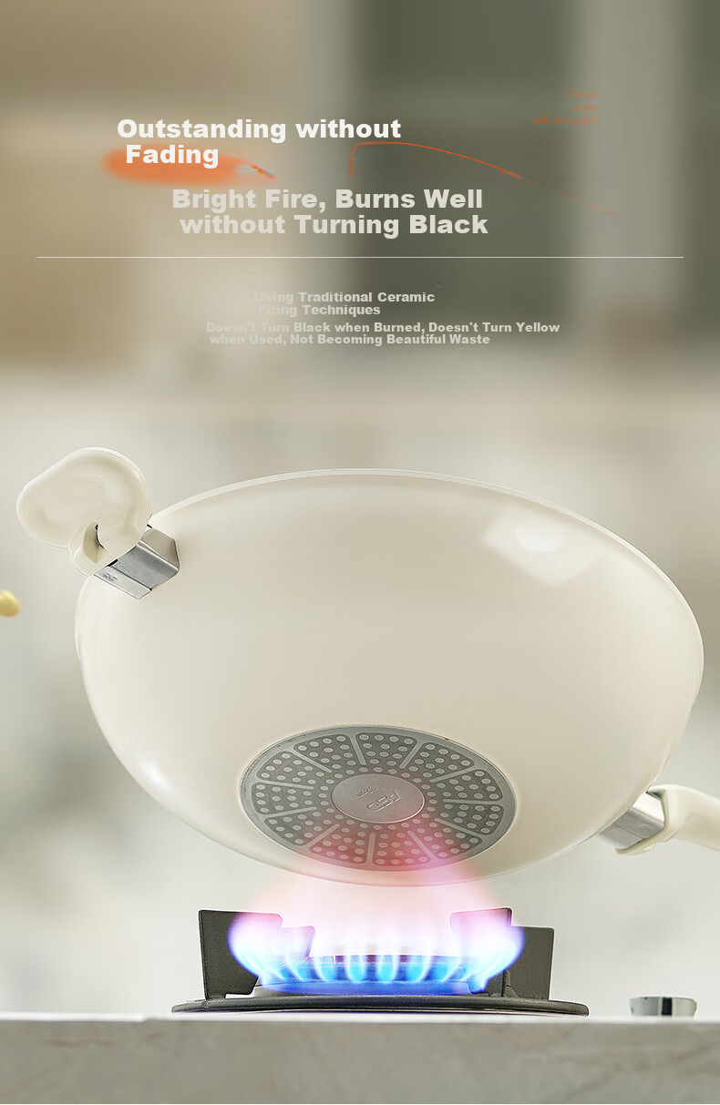 ASD Wok, Ceramic Non-Stick Frying Pan, Crystal Stone Flat Bottom Skillet, 32cm, Compatible with Gas And Induction Stoves, CL32T6WJ 6