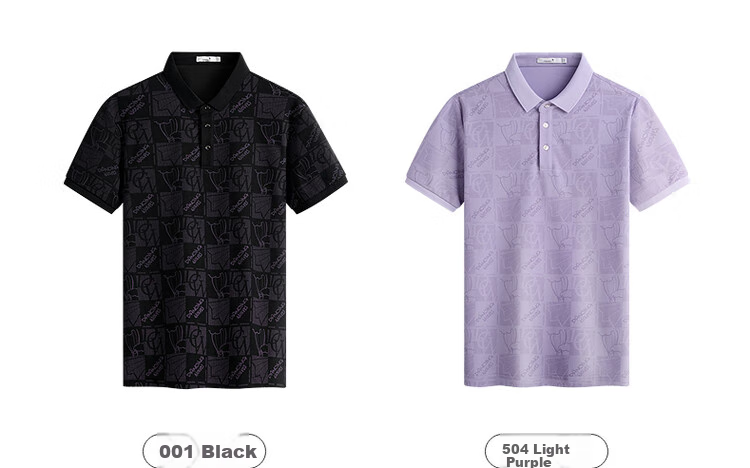DANCING WOLVES [7A Antibacterial] Summer Cool-Feeling All-Over Hot Air Balloon Casual Men's Short-Sleeve POLO 001 Black XL(180) 4